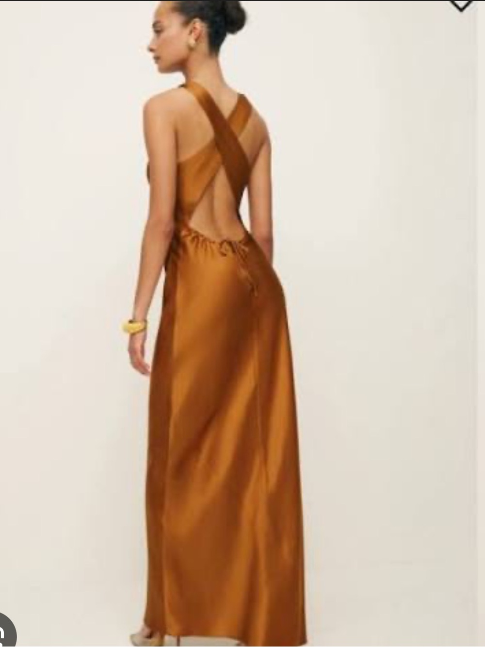 Reformation Anaiis Silk Maxi Dress in Copper Brown - Picture 3 of 4